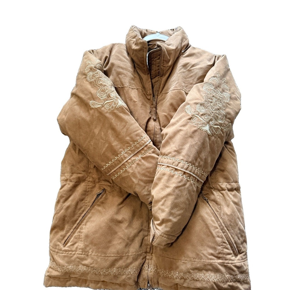 Cabelas FOR WOMEN GOOSE DOWN PARKA, JACKET, TAN, SIZE Small Stitching